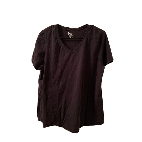 Just My Size Women’s Short Sleeve T-Shirt Size 16W V-Neck Black - Picture 1 of 9